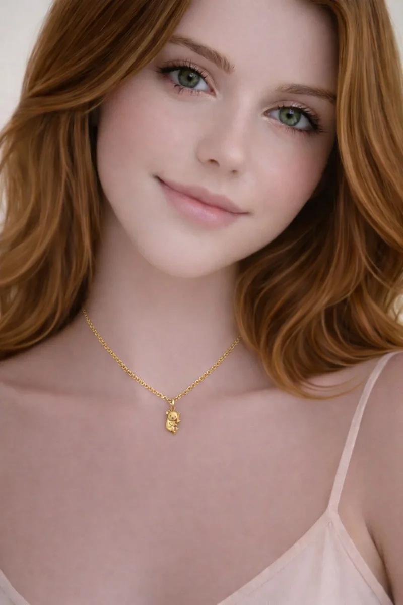 Minimal Koala Figürlü Gold Kolye