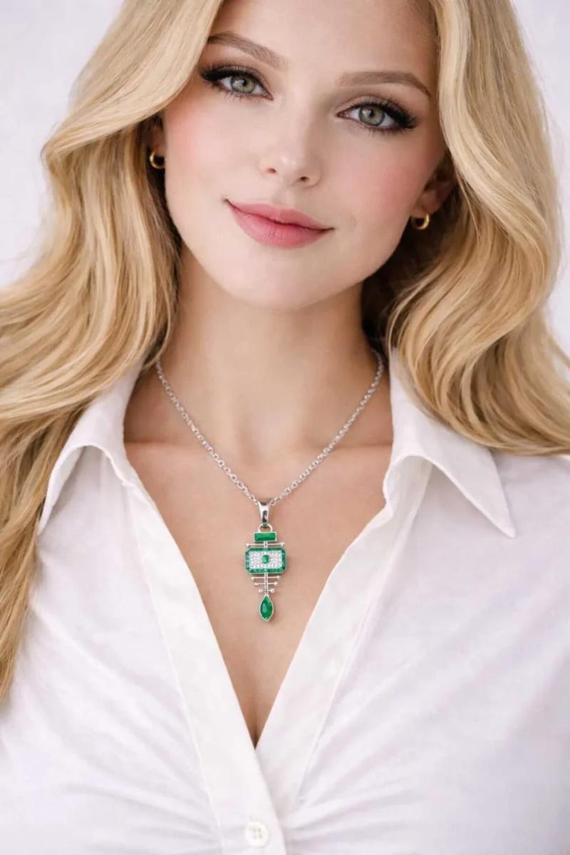 Vintage Tasarım Yeşil Kolye