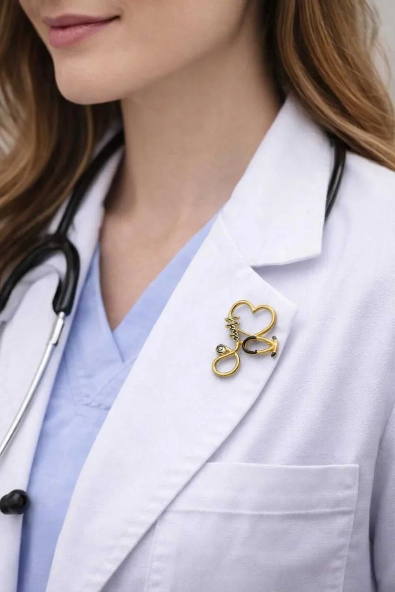 Gold Kalp Stetoskop Broş - 2