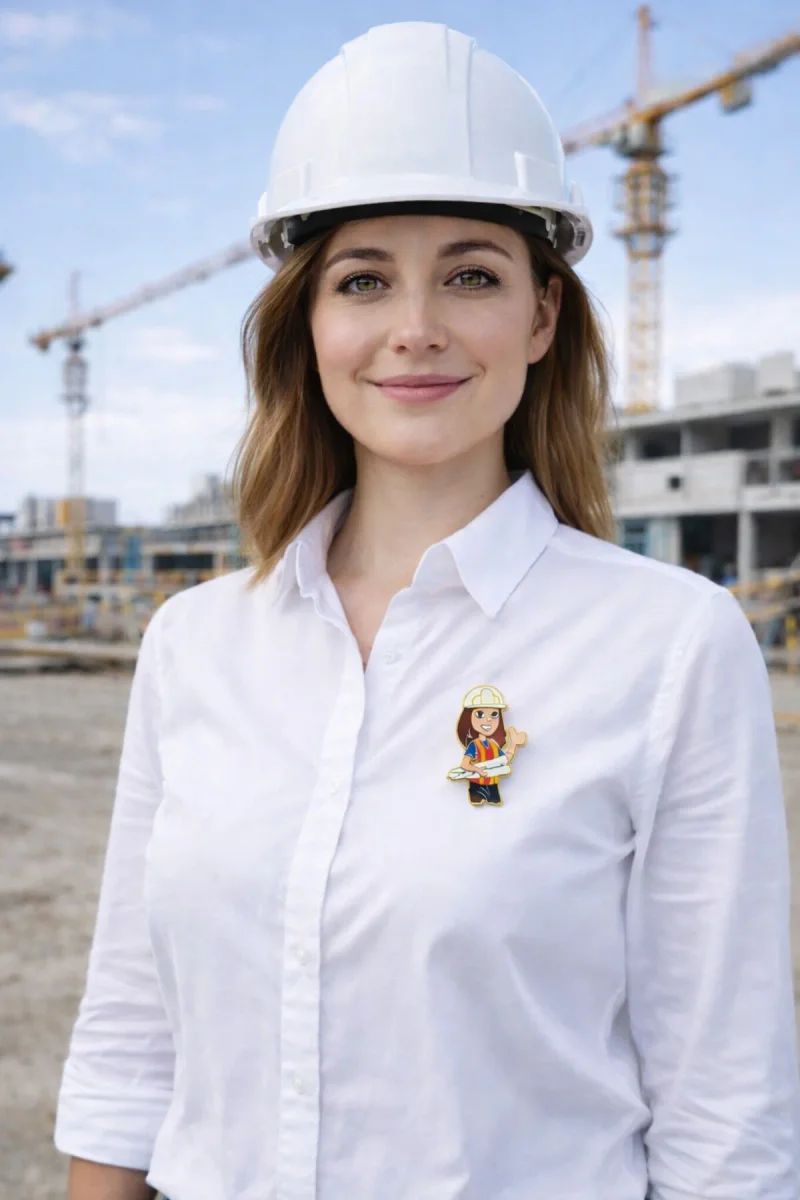 İnşaat Temalı Kadın Figürlü Broş - 2