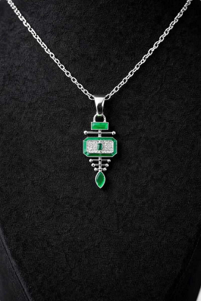 Vintage Tasarım Yeşil Kolye - 2