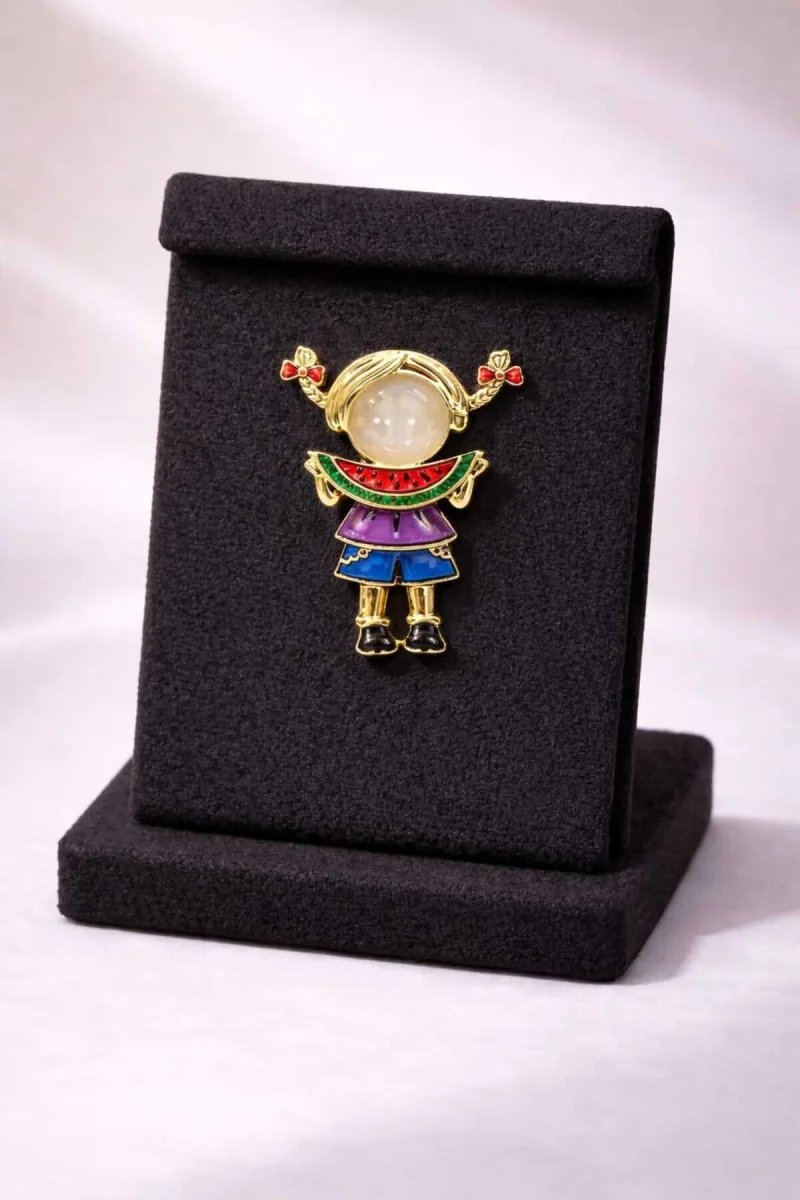 Karpuzlu Kız Figürlü Broş