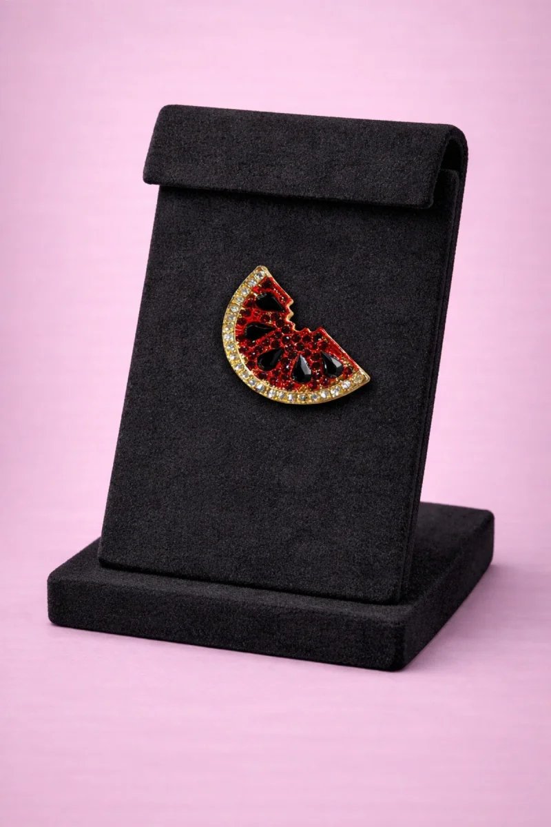 Kırmızı Taşlı Karpuz Dilimi Broş
