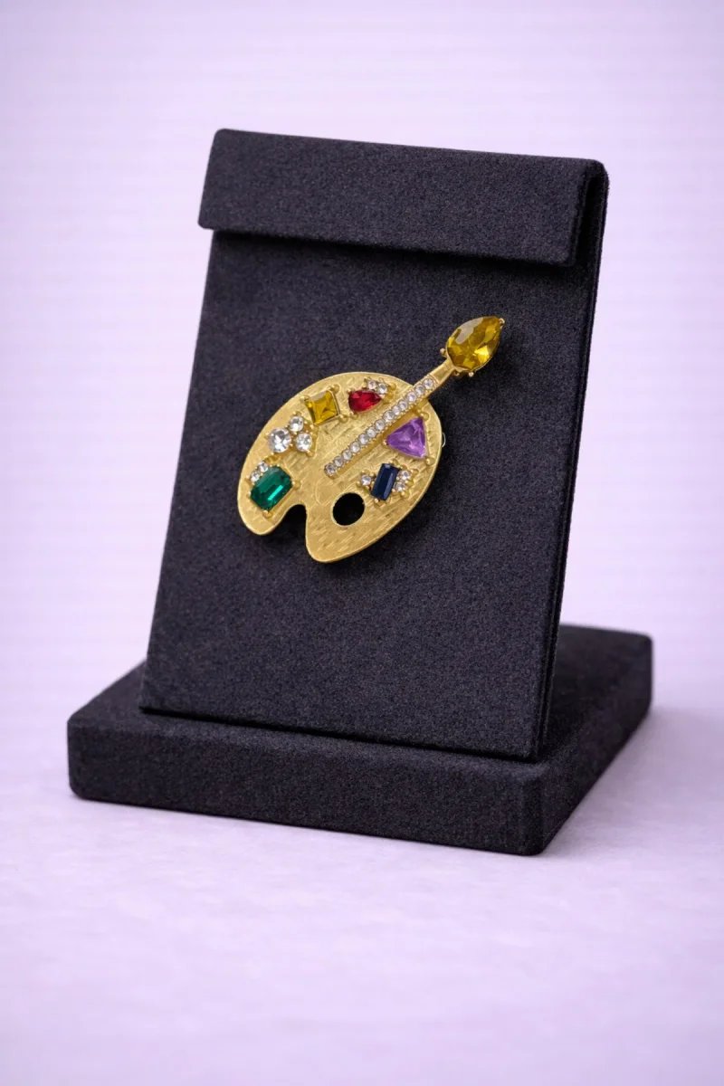 Renkli Taşlı Ressam Paleti Broş