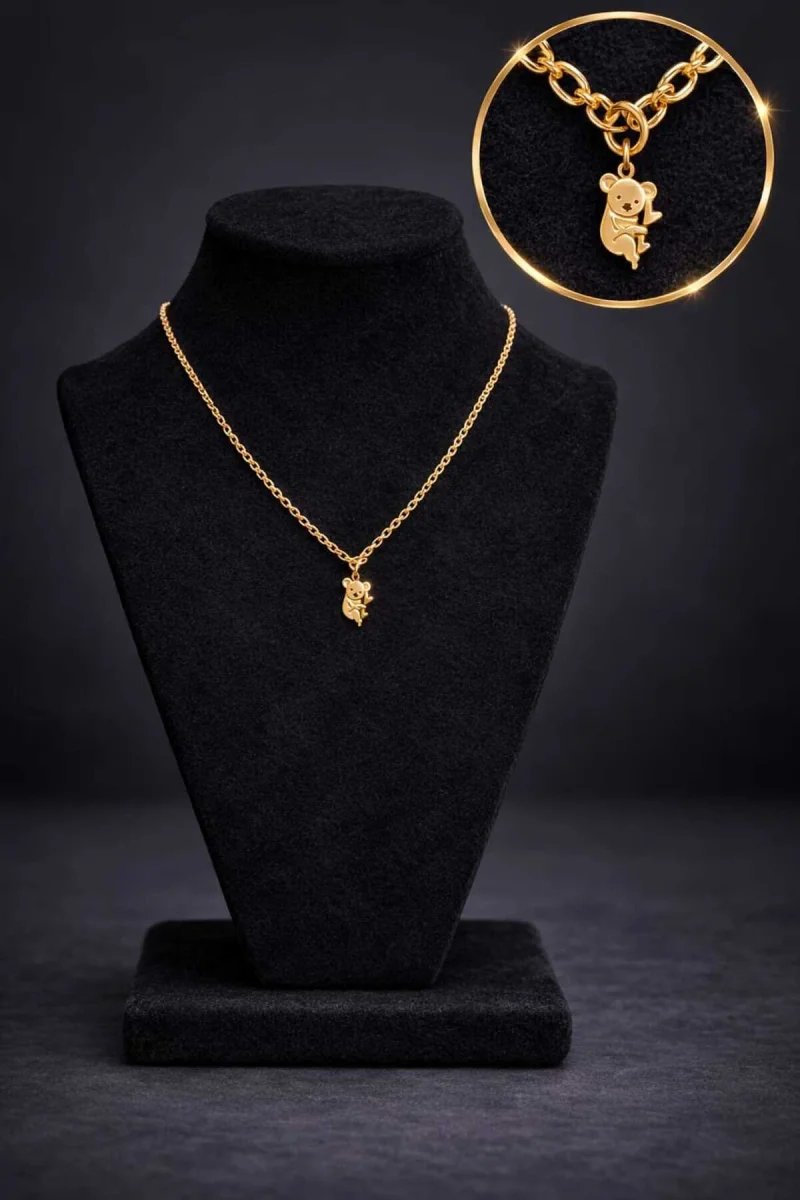 Minimal Koala Figürlü Gold Kolye