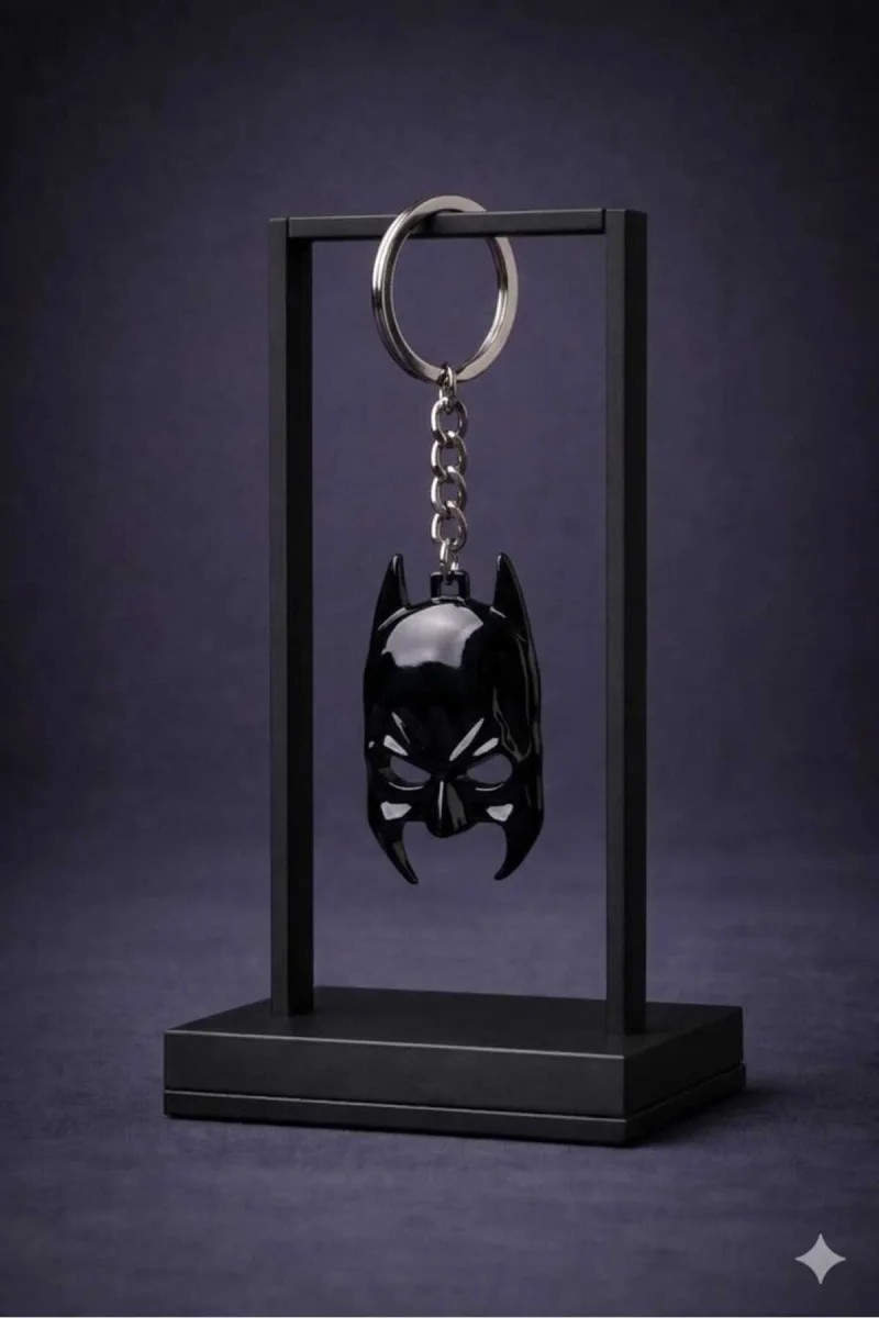 Siyah Parlak Süper Kahraman Anahtarlık, Koleksiyonluk Şık Tasarım