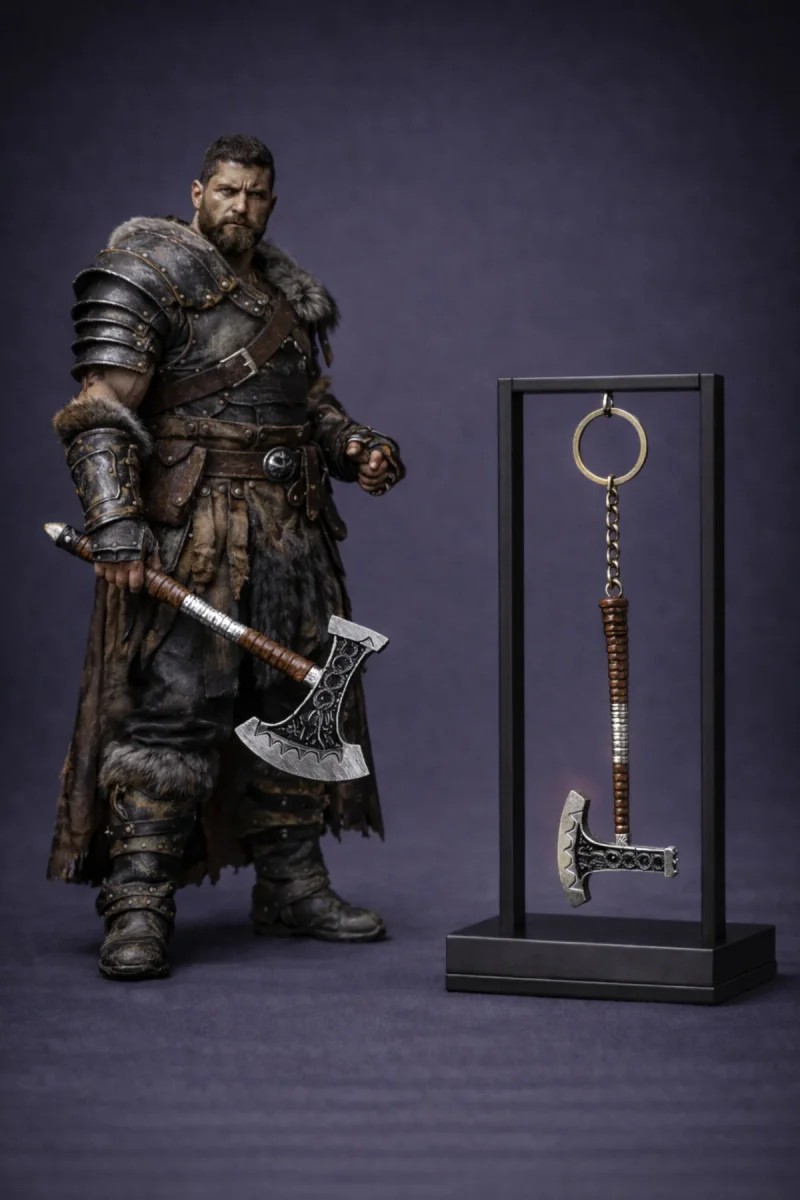 Viking Balta Anahtarlık – Ahşap Görünümlü Saplı Metal Premium Tasarım