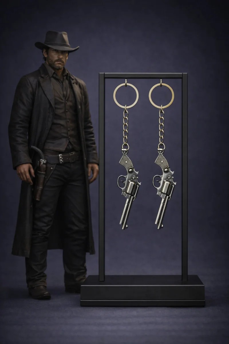 Çift Tabanca Anahtarlık Seti – Kovboy Western Tarz Metal Anahtarlık